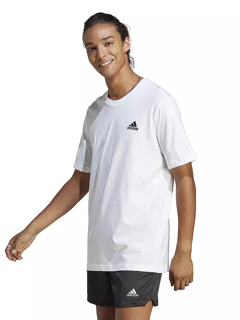 ADIDAS | Camiseta de hombre Essentials Single Jersey con logo pequeño bordado | Blanco