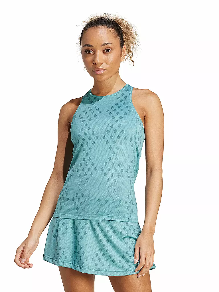 ADIDAS | Camiseta de tenis sin mangas para mujer Club Climacool con gráfico | Petróleo