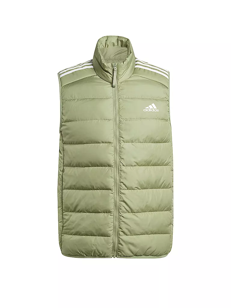 ADIDAS | Chaleco de plumas Essentials 3 bandas Light para hombre | Oliva