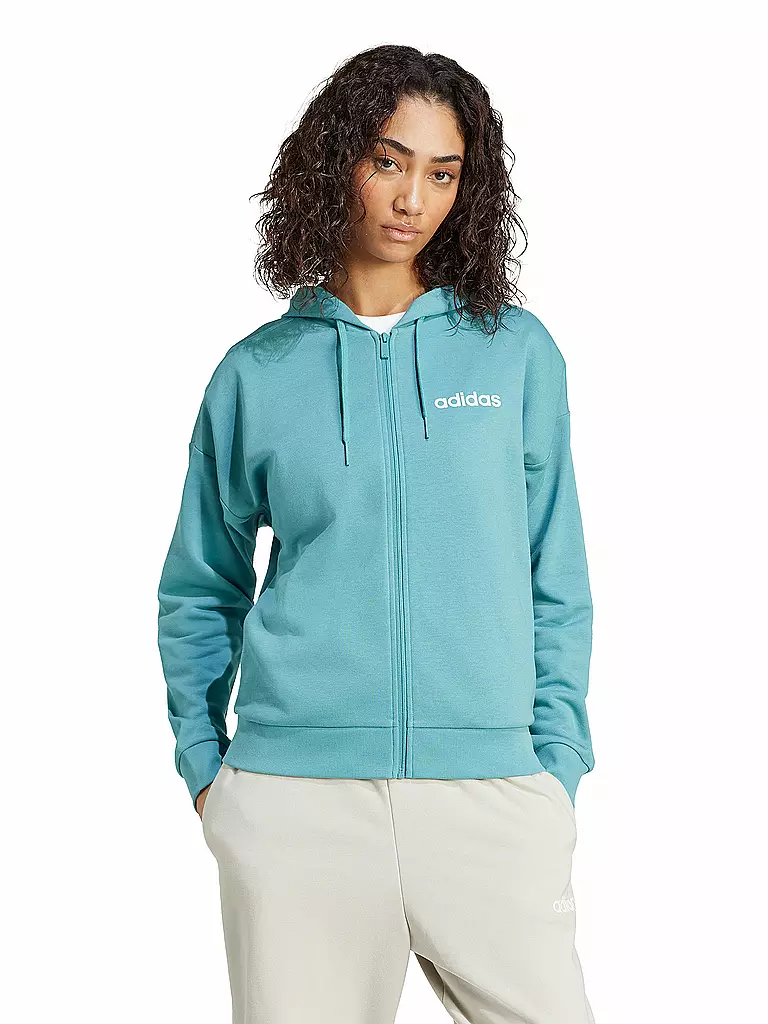 ADIDAS | Chaqueta con capucha para mujer Essentials Linear French Terry | Petróleo