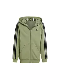 ADIDAS | Chaqueta con capucha para niños Essentials 3 bandas de forro polar | Oliva