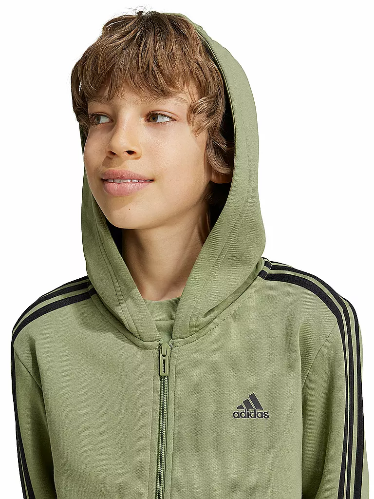 ADIDAS | Chaqueta con capucha para niños Essentials 3 bandas de forro polar |