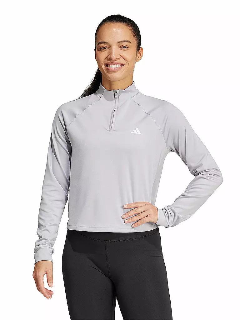 ADIDAS | Damen Fitness Zipshirt Train Essentials Minimal Branding 1/4-Zip  | Gris