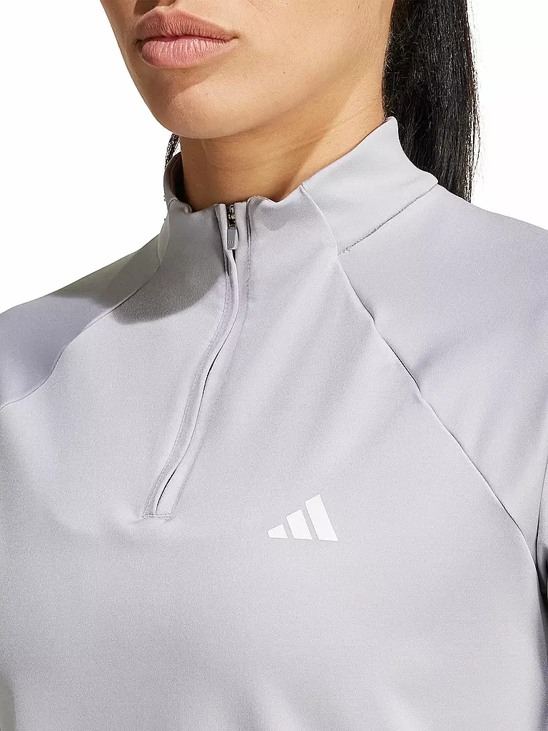 ADIDAS | Damen Fitness Zipshirt Train Essentials Minimal Branding 1/4-Zip  | Gris
