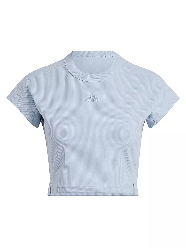 ADIDAS | Damen T-Shirt Lounge Ribbed Crop | Azul claro