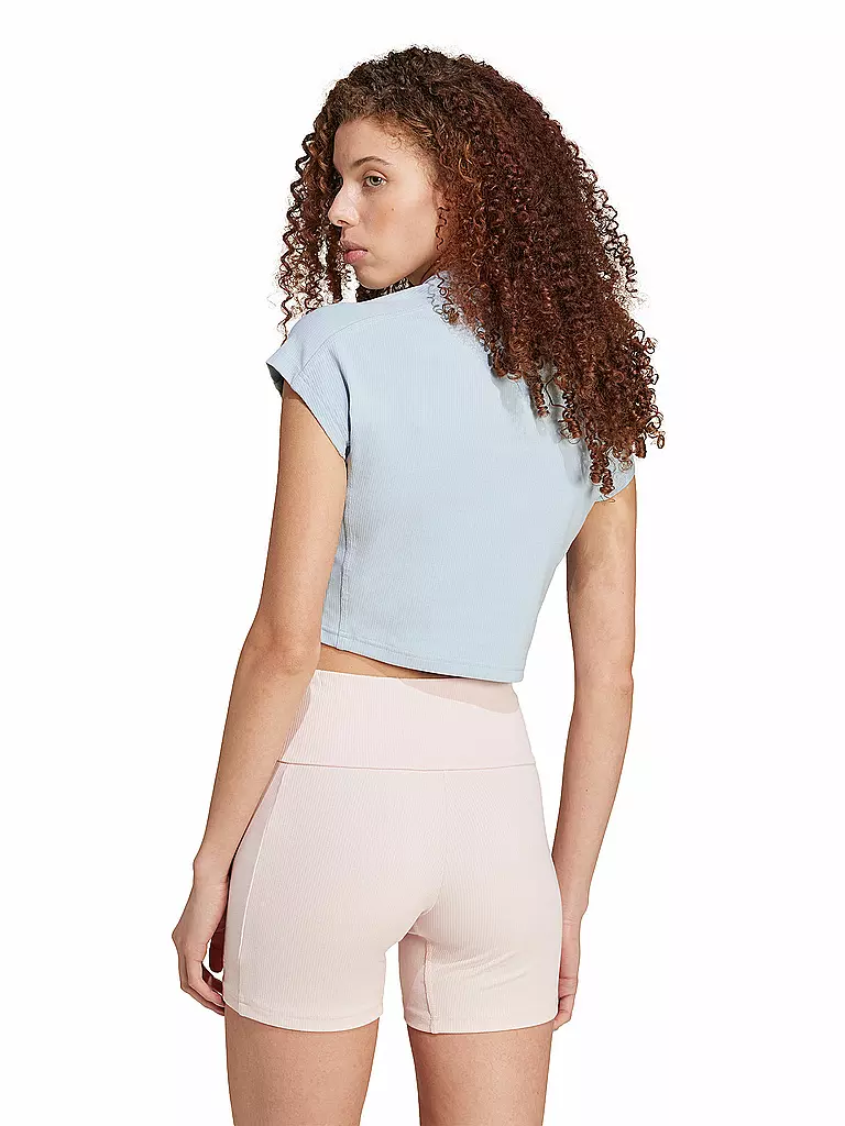 ADIDAS | Damen T-Shirt Lounge Ribbed Crop | Azul claro