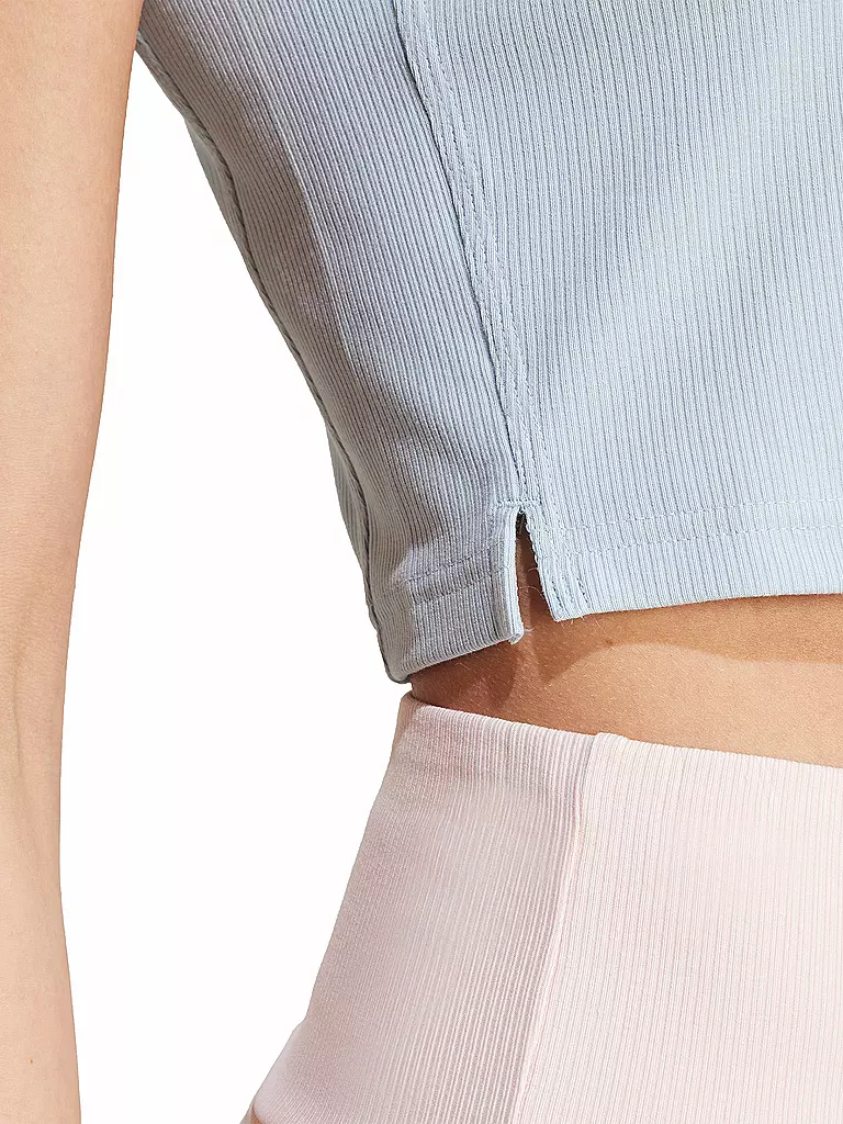 ADIDAS | Damen T-Shirt Lounge Ribbed Crop | Azul claro