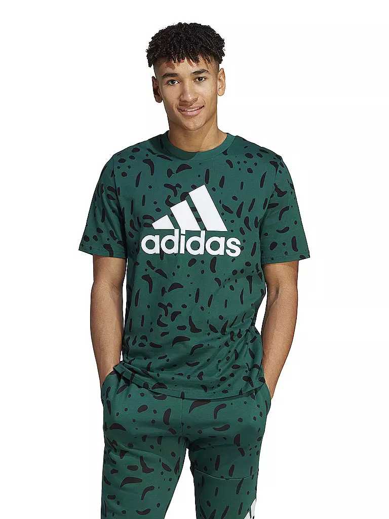 ADIDAS | Herren T-Shirt Essentials Single Logo | Verde oscuro