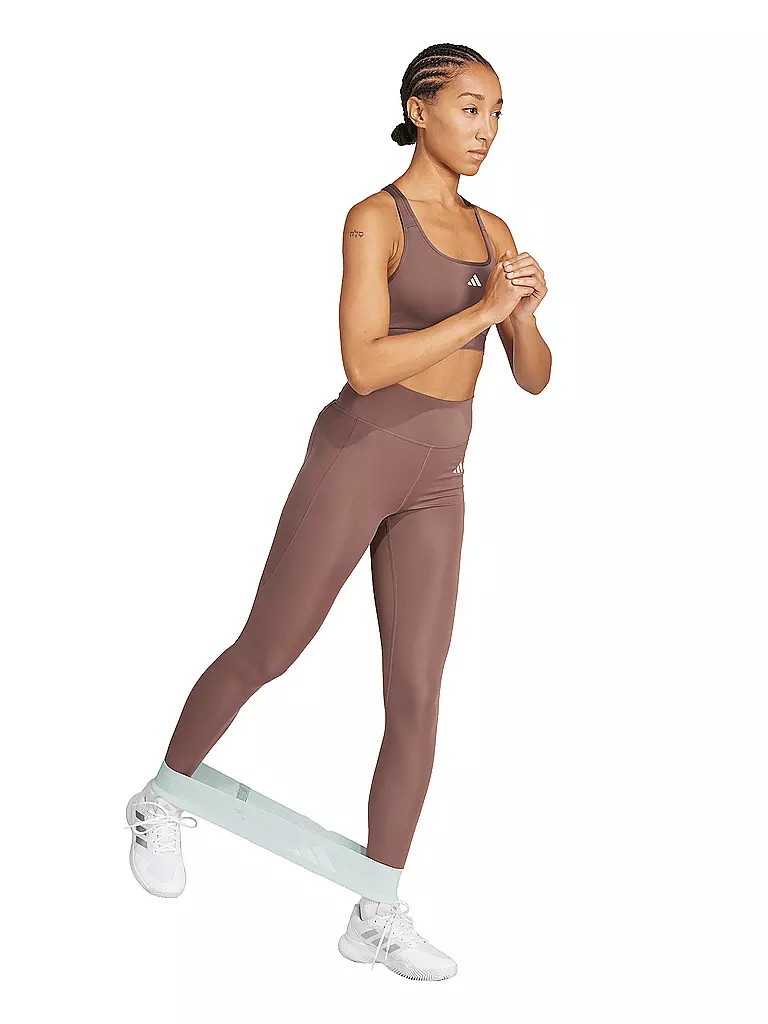 ADIDAS | Mallas de fitness para mujer Optime Essentials con 3 bandas 7/8 | Marrón