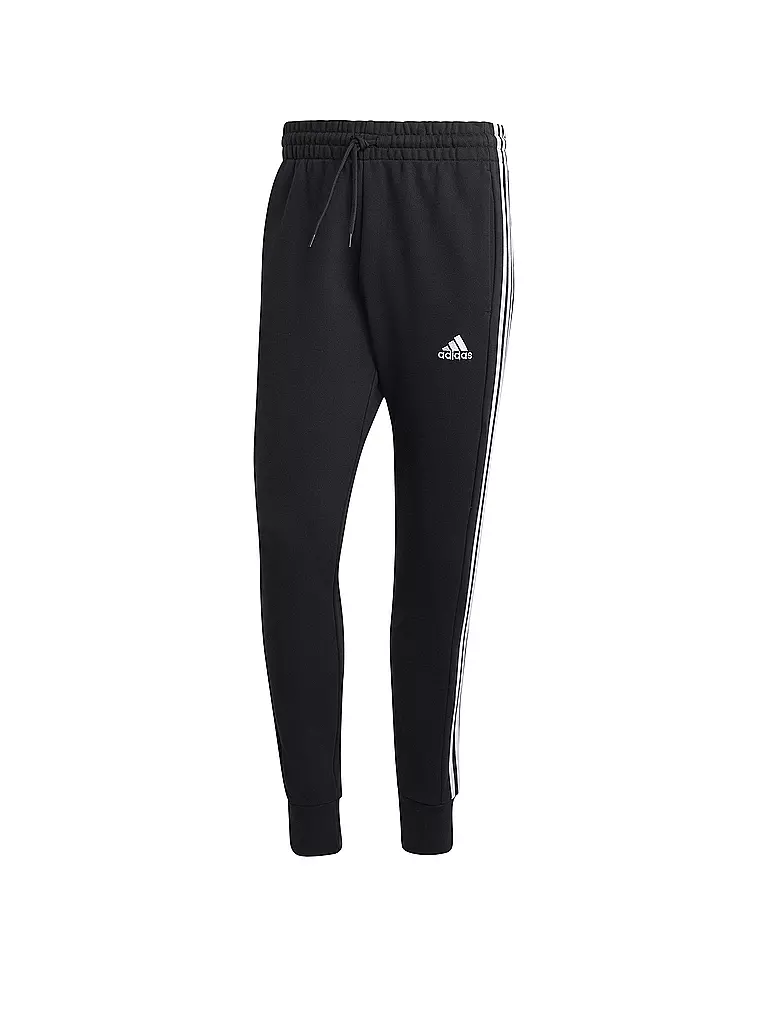 ADIDAS | Pantalón de chándal para hombre Essentials French Terry con puños cónicos y 3 rayas | Negro