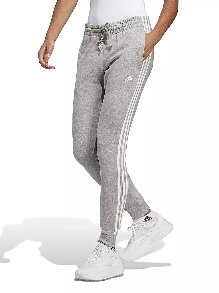 ADIDAS | Pantalón de chándal para mujer Essentials 3-Stripes French Terry Cuffed | Gris claro