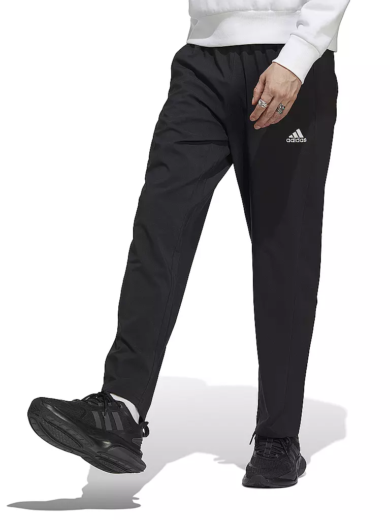ADIDAS | Pantalón de hombre AEROREADY Essentials Stanford con dobladillo abierto y logo pequeño bordado | Negro