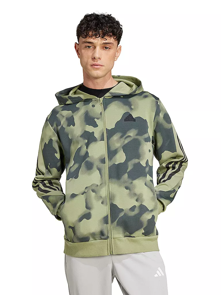 ADIDAS | Sudadera con capucha para hombre Future Icons con estampado integral de 3 rayas | Oliva