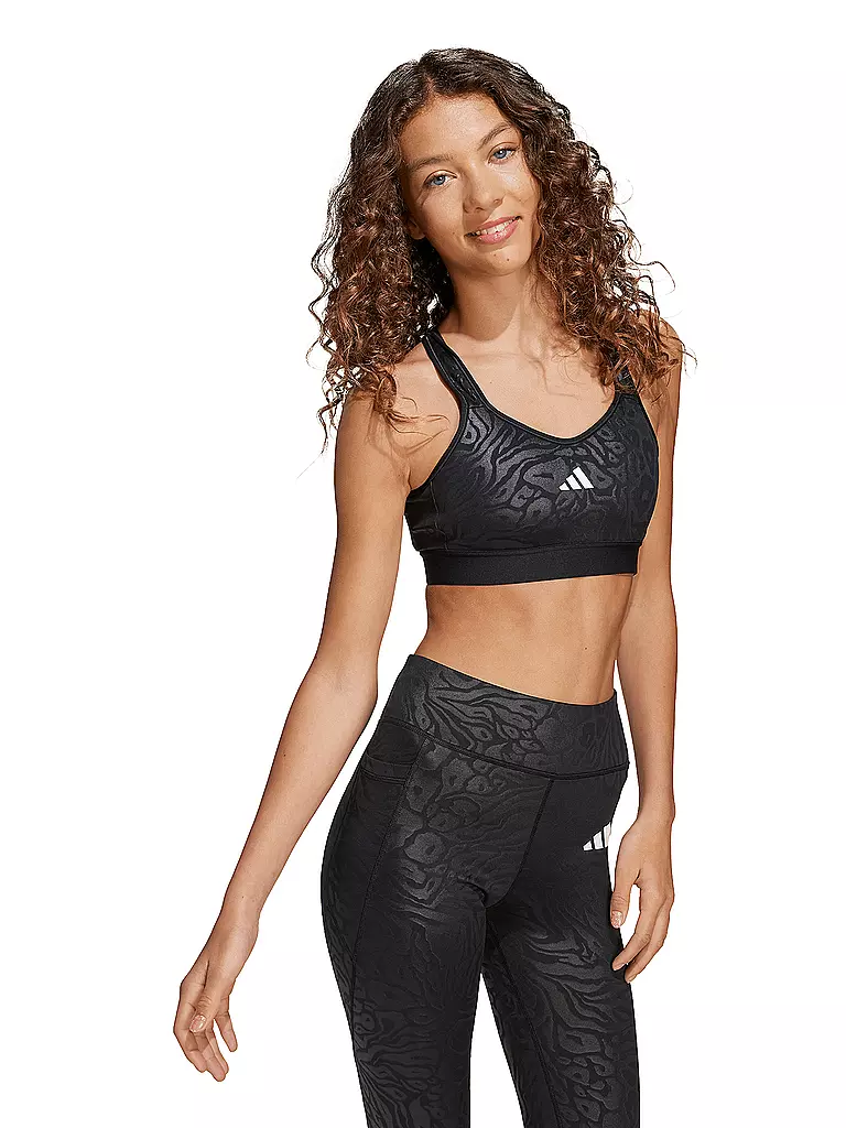 ADIDAS | Sujetador deportivo para niña con estampado animal y estampado de malvaviscos | Negro