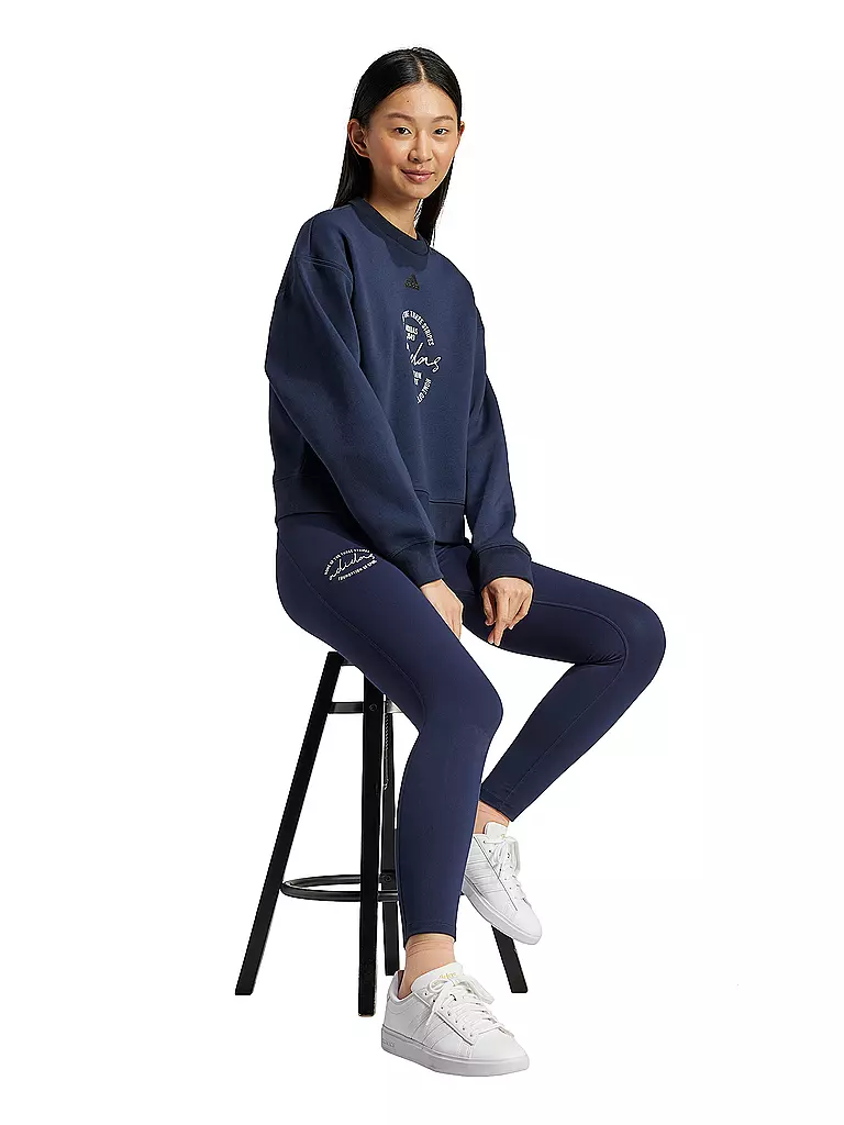 ADIDAS | Tight de mujer con estampado gráfico Signature de talle alto 7/8 | Azul oscuro