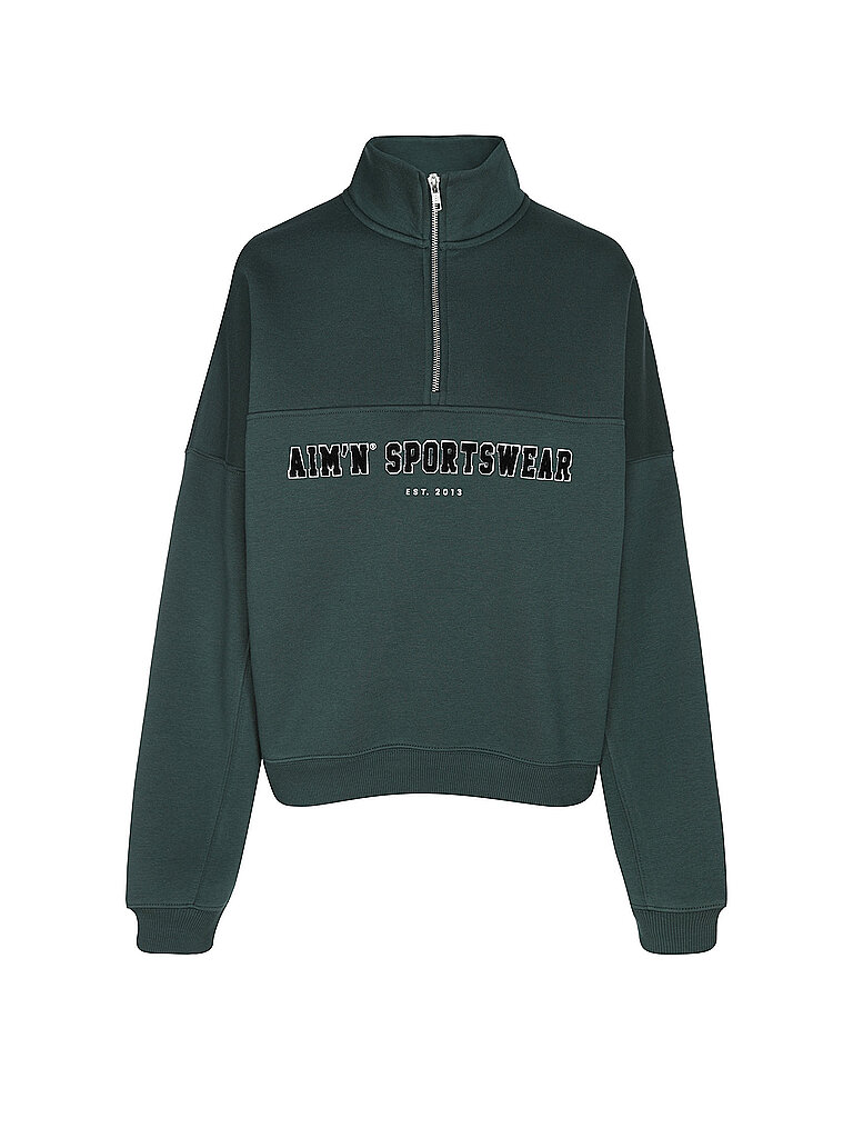 Damen Sweater Varsity mit Zip verde oscuro XS