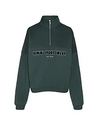 AIM'N | Damen Sweater Varsity mit Zip | Verde oscuro