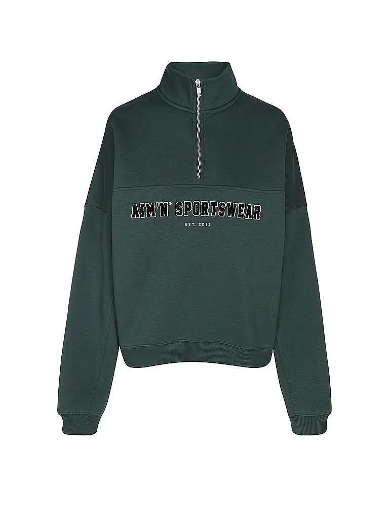 AIM'N | Damen Sweater Varsity mit Zip | Verde oscuro