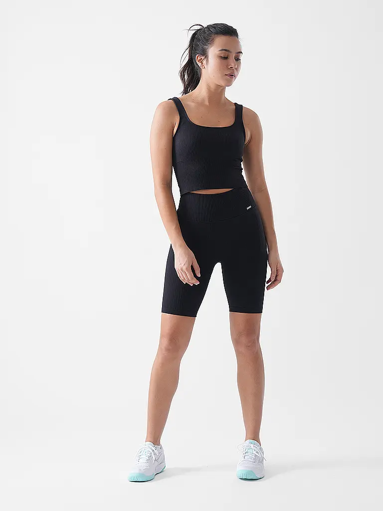 AIM'N | Pantalones cortos de ciclista sin costuras acanalados para mujer | Negro