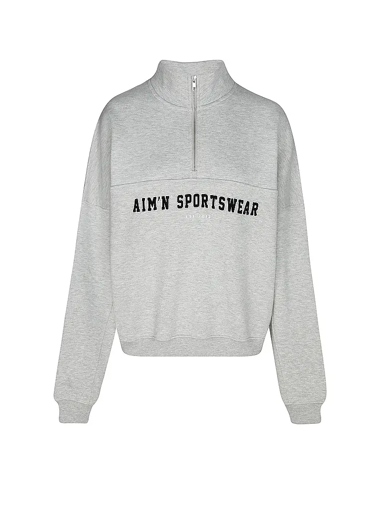 AIM'N | Suéter Varsity con cremallera para mujer | Gris