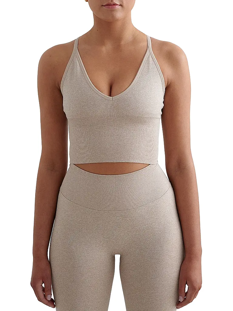 AIM'N | Sujetador deportivo para mujer Cross Back Shape Seamless | Beige