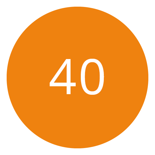 Círculo naranja con el número 40 en blanco en el centro.