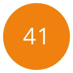 Círculo naranja con el número 41 en blanco en el centro.