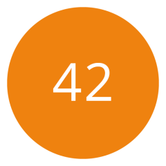 Un círculo naranja con el número 42 en blanco en el centro.