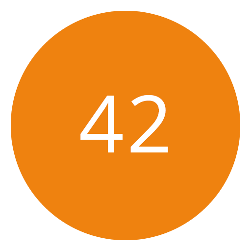 Un círculo naranja con el número 42 en blanco en el centro.