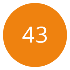 Un círculo naranja con el número blanco 43 en el centro.