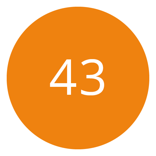 Un círculo naranja con el número blanco 43 en el centro.