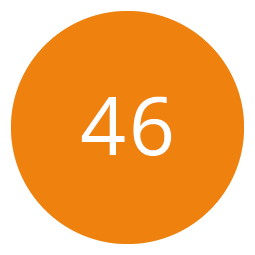 Círculo naranja con el número 46 en blanco en el centro.