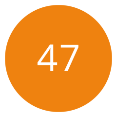 Círculo naranja con el número 47 en blanco en el centro.