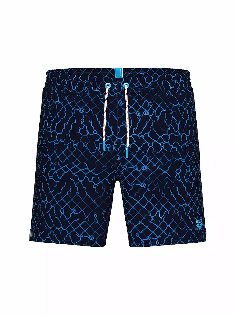 ARENA | Bañador bóxer de playa con estampado integral para hombre | Azul oscuro