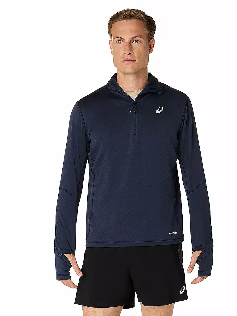 ASICS | Camiseta de running con capucha Road Winter para hombre | Azul oscuro