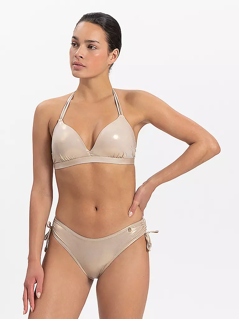 BEACHLIFE | Damen Bikinihose Gold Champagne lace-up | Oro