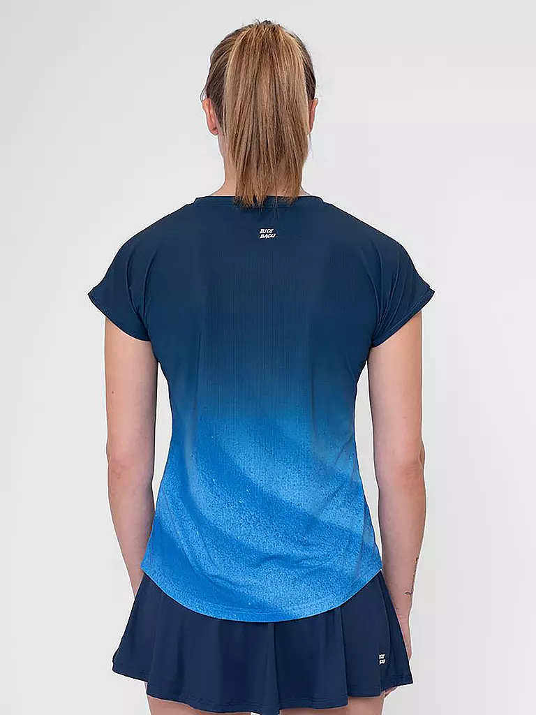 BIDI BADU | Damen Tennisshirt Beach Spirit Capsleeve | Azul oscuro