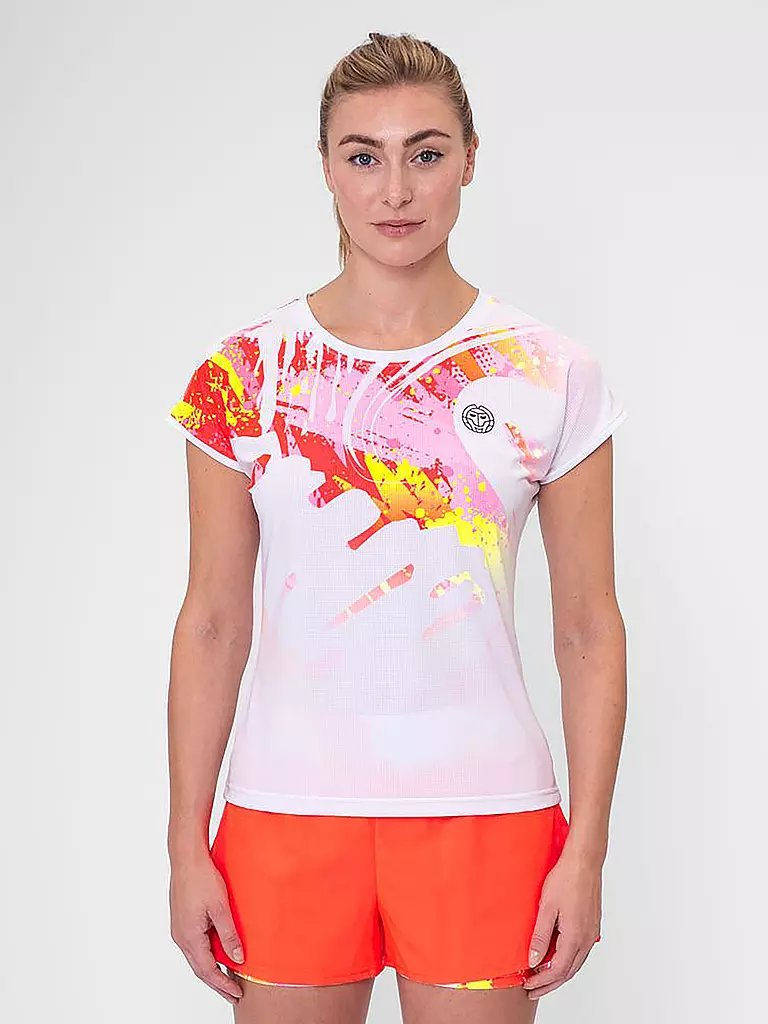 BIDI BADU | Damen Tennisshirt Wild Arts Capsleeve | Blanco