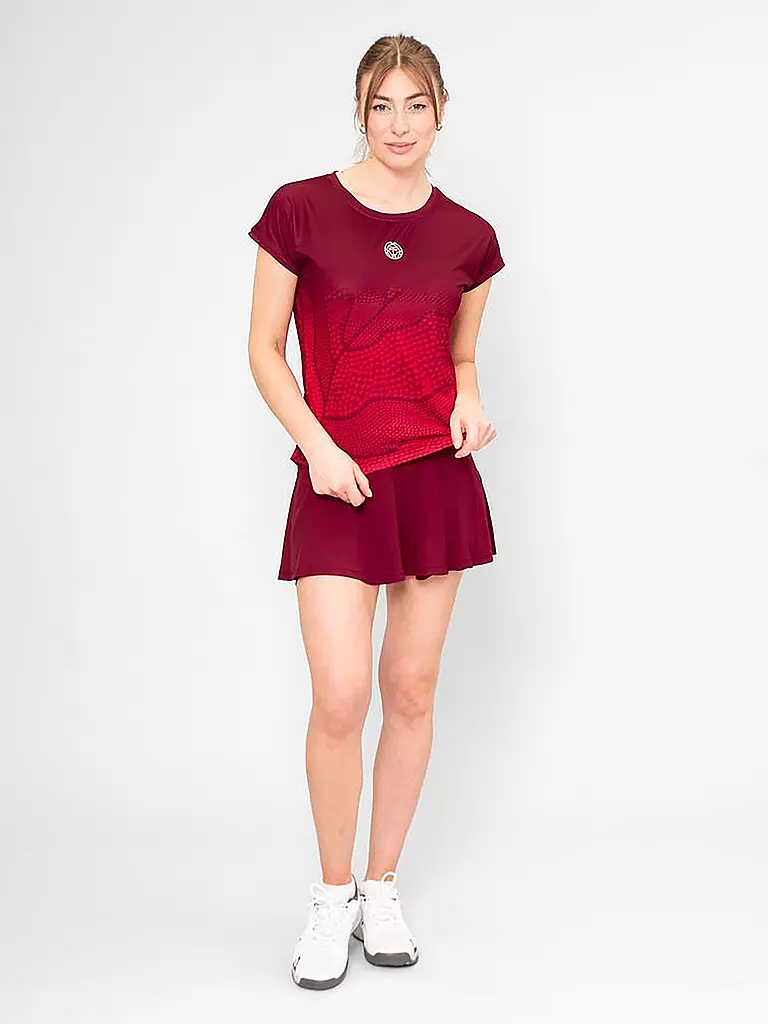 BIDI BADU | Damen Tennisskort Protected Leafs Wavy | Rojo oscuro