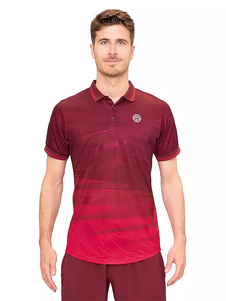 BIDI BADU | Herren Tennispolo Protected Leafs | Rojo oscuro