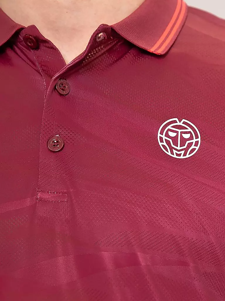 BIDI BADU | Herren Tennispolo Protected Leafs | Rojo oscuro