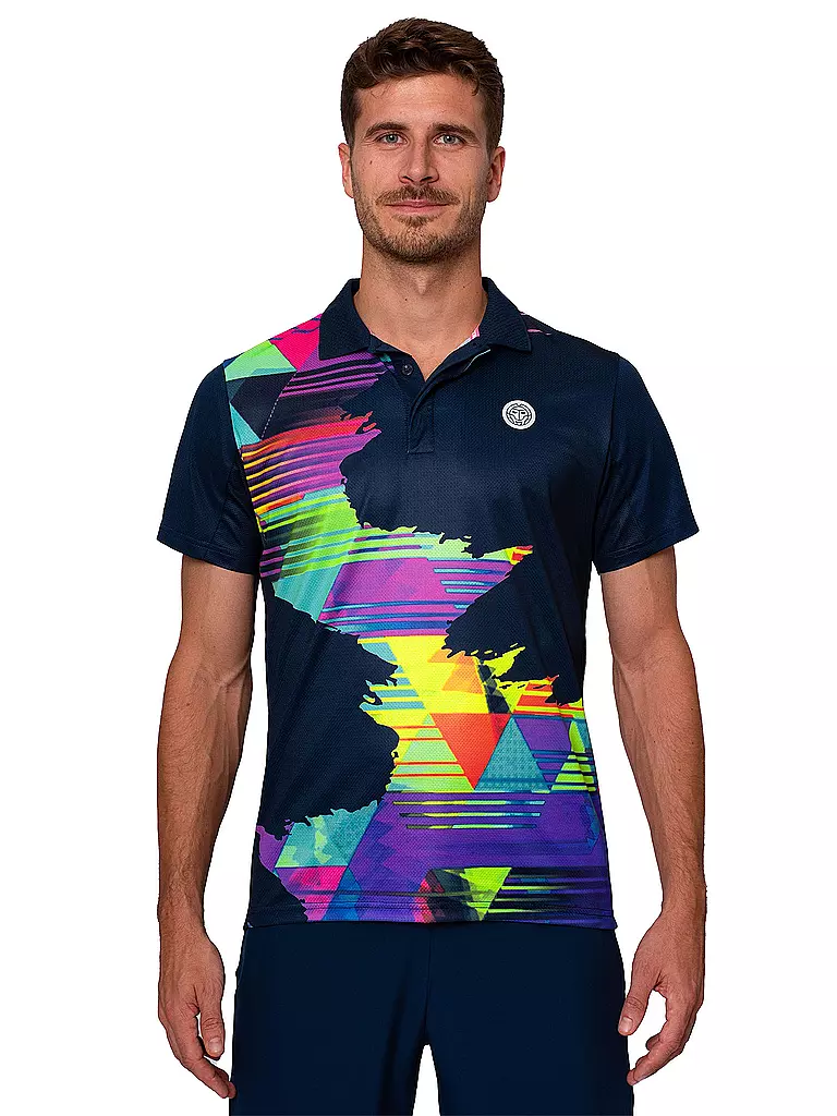 BIDI BADU | Polo de Tenis para Hombre Kaleido | Azul oscuro