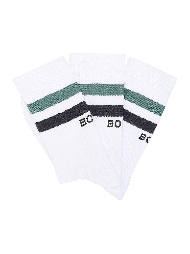 Calcetines de tenis para hombre Classic Crew Stripe, paquete de 3 blanco 36-40