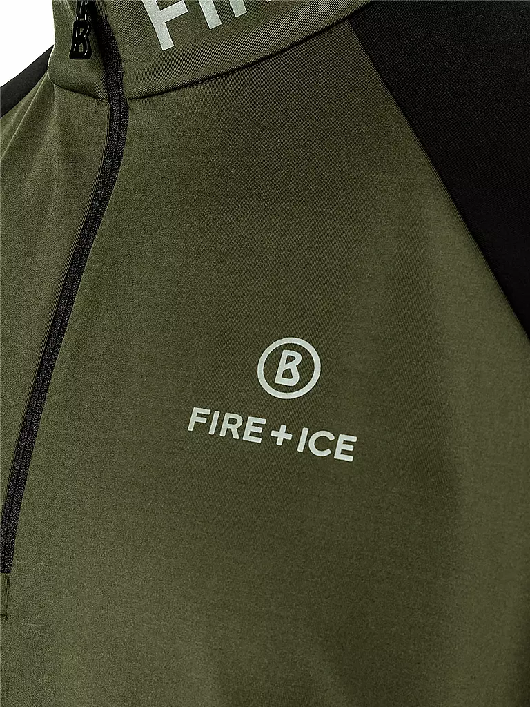 BOGNER FIRE+ICE | Camiseta interior de esquí con cremallera Berkan para hombre | Oliva
