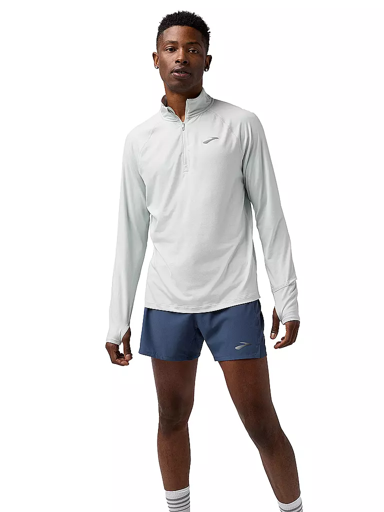 BROOKS | Camiseta de running con cremallera Dash 3.0 para hombre | Gris claro