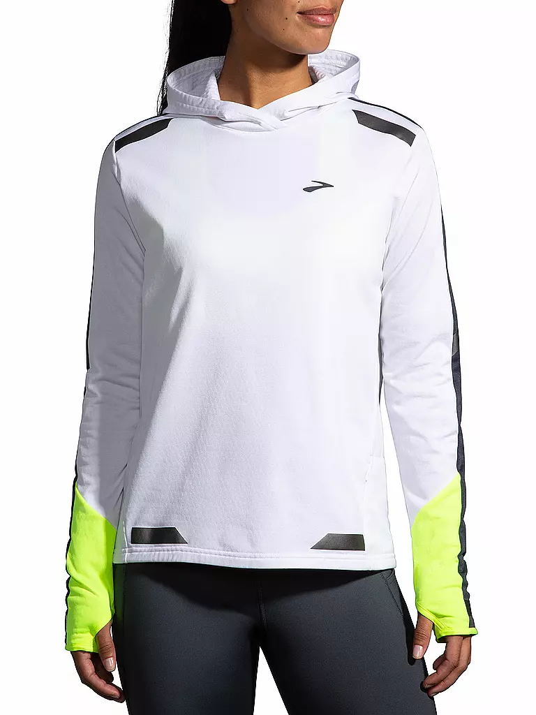BROOKS | Damen Laufhoodie Run Visible Thermal | Blanco