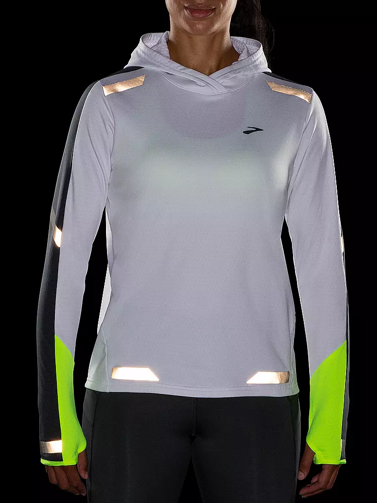 BROOKS | Damen Laufhoodie Run Visible Thermal | Blanco