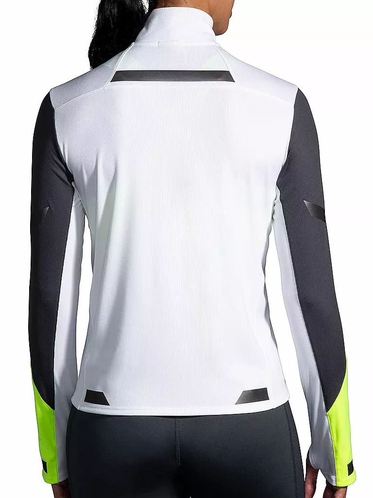 BROOKS | Damen Laufshirt Run Visible 1/2 Zip | Blanco