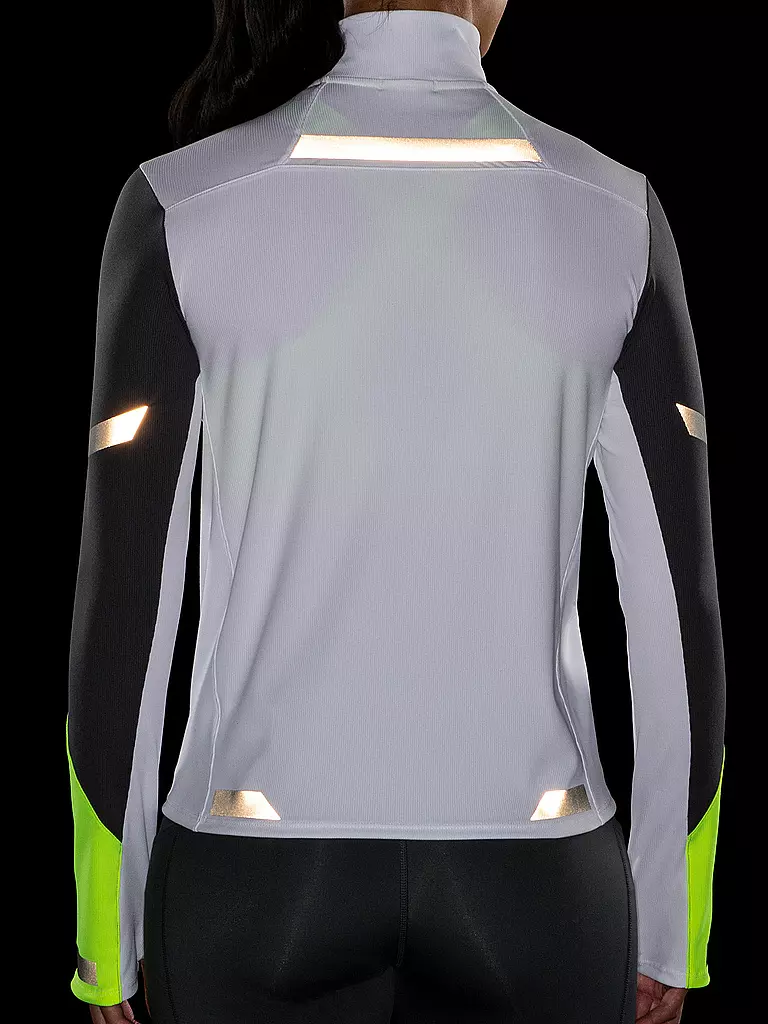 BROOKS | Damen Laufshirt Run Visible 1/2 Zip | Blanco