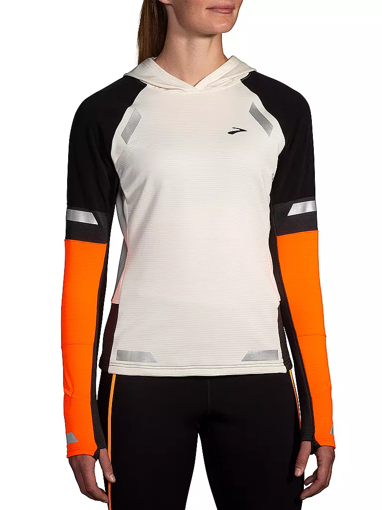 BROOKS | Sudadera con capucha para correr Run Visible Thermal 2.0 para mujer | Blanco